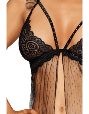 Babydoll noir et string assorti