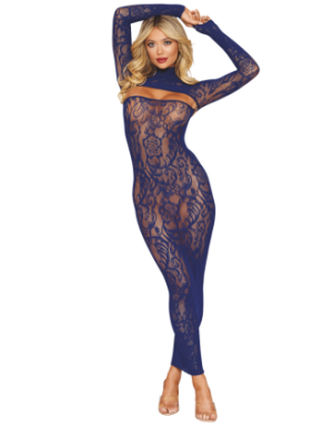 Ensemble 2 pièces top manches longues et robe bleu marine