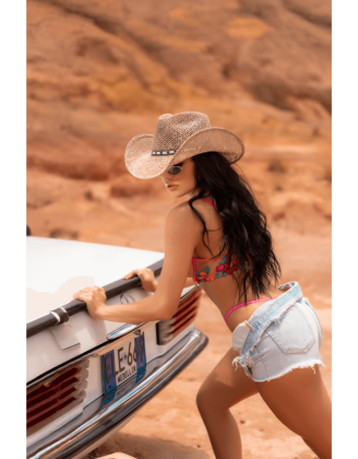 Ensemble 2 pièces résille brodée rose et bleue, soutien gorge et string