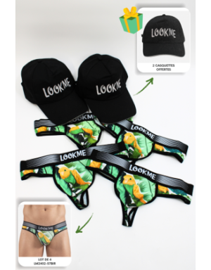 Pack 4 Strings Homme LM2402-57BIR LOOKME + 2 Casquettes Offertes