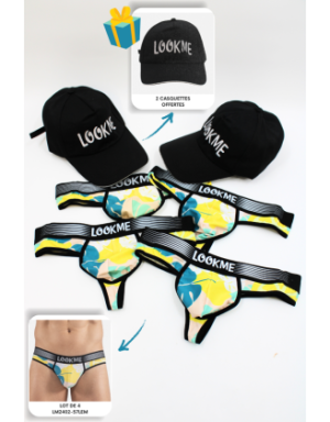 Pack 4 Strings Homme LM2402-57LEM LOOKME + 2 Casquettes Offertes