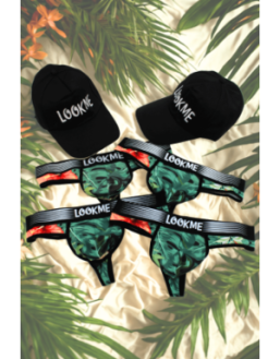 Pack 4 Strings Homme LM2402-57ARO LOOKME + 2 Casquettes Offertes