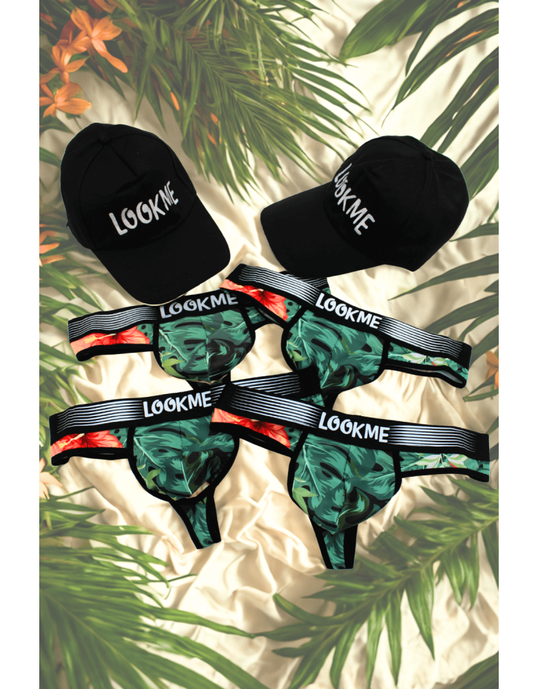 Pack 4 Strings Homme LM2402-57ARO LOOKME + 2 Casquettes Offertes
