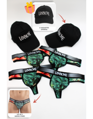 Pack 4 Strings Homme LM2402-57ARO LOOKME + 2 Casquettes Offertes