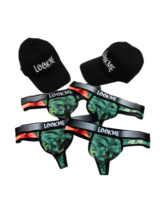 Pack 4 Strings Homme LM2402-57ARO LOOKME + 2 Casquettes Offertes