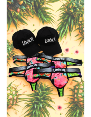 Pack 4 Strings Homme LM2402-57SWE LOOKME + 2 Casquettes Offertes