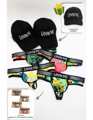 Pack 4 Strings Homme LM2402-57 LOOKME + 2 Casquettes Offertes