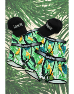 Pack 4 Boxer LM2402-67BIR LOOKME + 2 Casquettes Offertes