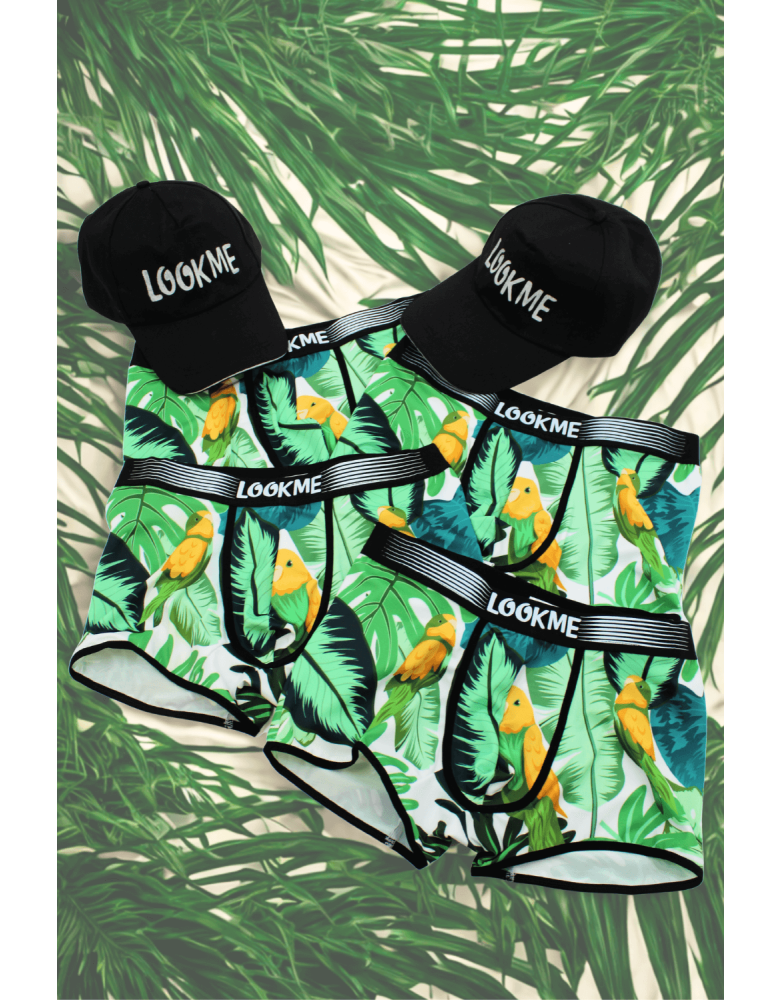Pack 4 Boxer LM2402-67BIR LOOKME + 2 Casquettes Offertes