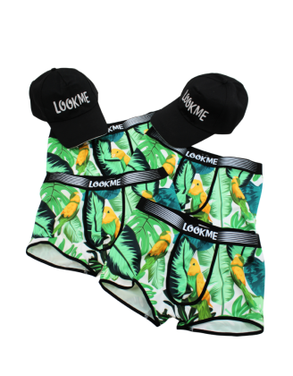 Pack 4 Boxer LM2402-67BIR LOOKME + 2 Casquettes Offertes
