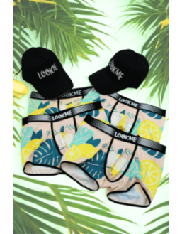 Pack 4 Boxer LM2402-67LEM LOOKME + 2 Casquettes Offertes