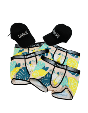Pack 4 Boxer LM2402-67LEM LOOKME + 2 Casquettes Offertes