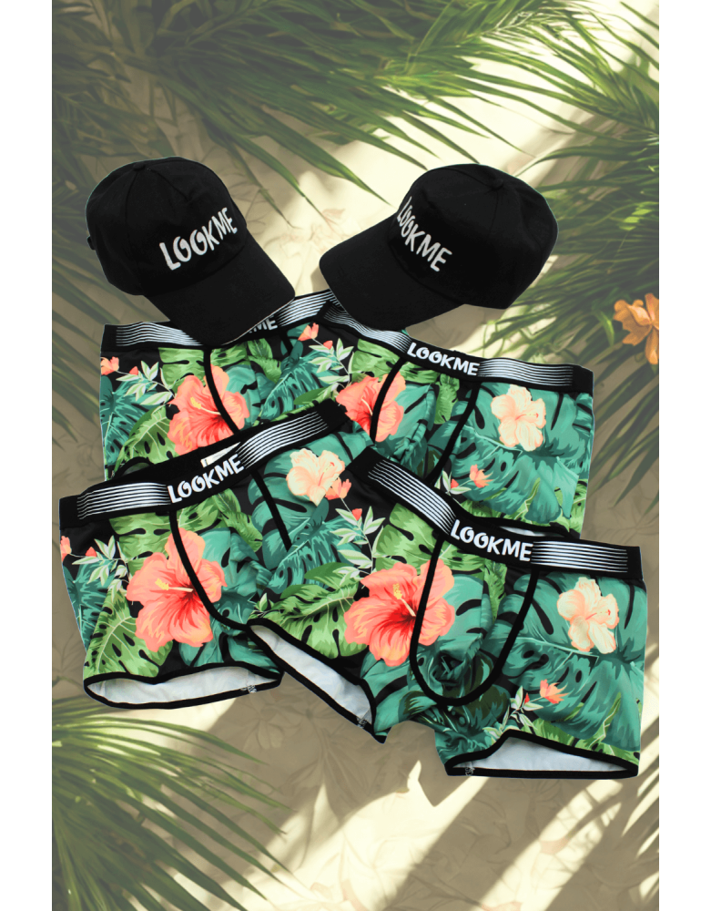 Pack 4 Boxer LM2402-67ARO LOOKME + 2 Casquettes Offertes