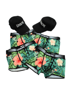 Pack 4 Boxer LM2402-67ARO LOOKME + 2 Casquettes Offertes