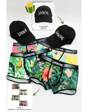Pack 4 Boxer LM2402-67 LOOKME + 2 Casquettes Offertes