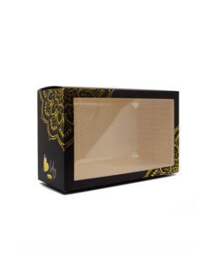 Masque vénitien Gemma rigide noir avec strass - HMJ-055BK