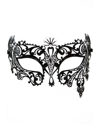 Masque vénitien Bianca rigide doré avec strass - HMJ-047BK