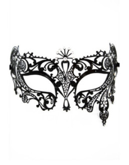 Masque vénitien Bianca rigide doré avec strass - HMJ-047BK