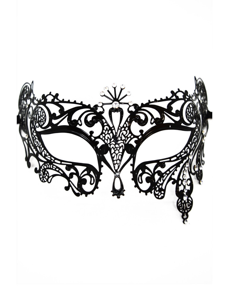 Masque vénitien Bianca rigide doré avec strass - HMJ-047BK