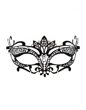 Masque vénitien Asia rigide noir avec strass - HMJ-028BK
