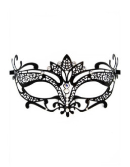 Masque vénitien Asia rigide noir avec strass - HMJ-028BK