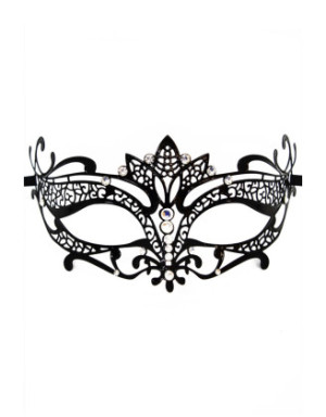 Masque vénitien Asia rigide noir avec strass - HMJ-028BK