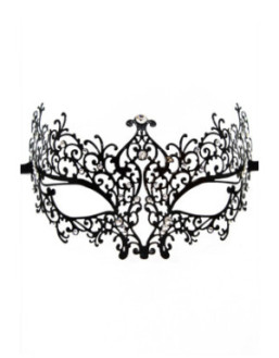 Masque vénitien Chiara rigide noir avec strass  - HMJ-016BK