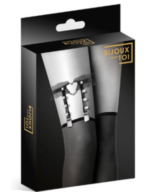 Jarretière noire avec coeur pointes et tulle