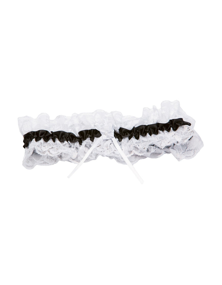 Jarretière dentelle blanche ruban noir