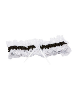 Jarretière dentelle blanche ruban noir