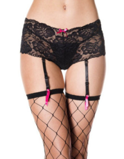Panty porte jarretelles dentelle noir avec jarretelles amovibles
