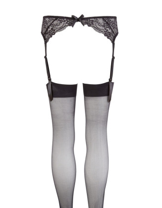 Porte-jarretelles en dentelle et bas noirs