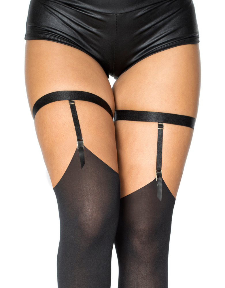 Porte-jarretelles noir brillant