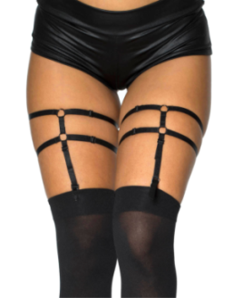 Porte-jarretelles noir brillant style harnais