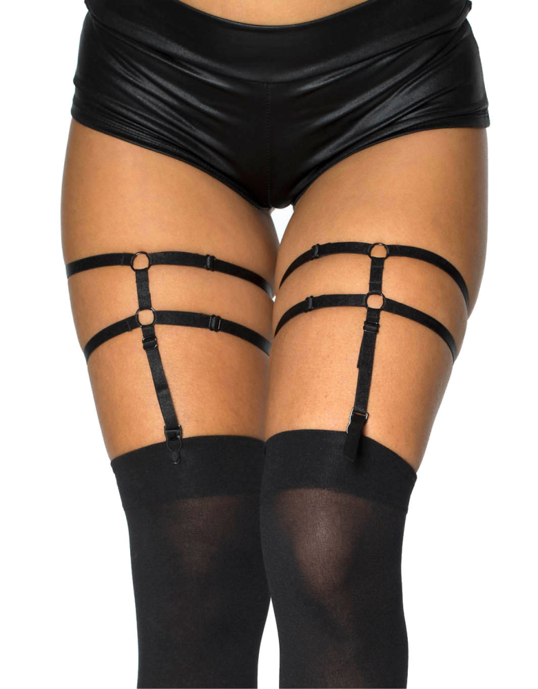 Porte-jarretelles noir brillant style harnais