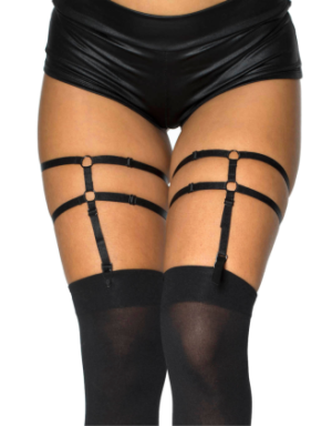 Porte-jarretelles noir brillant style harnais