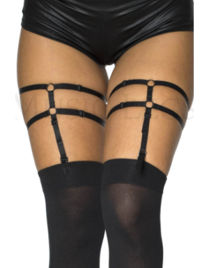 Porte-jarretelles noir brillant style harnais