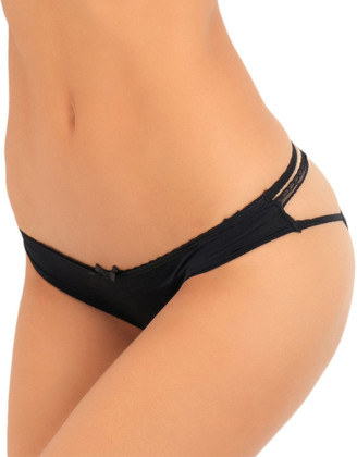 Culotte noire douce ornements quadrillés sur les fesses