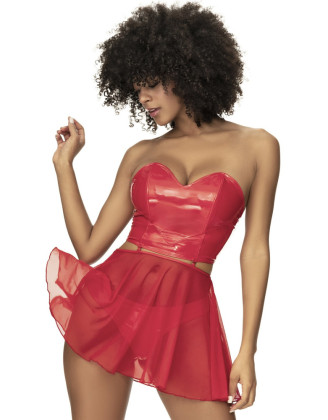 Ensemble lingerie Deux Pièces "Wet Look" Rouge 