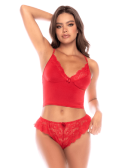 Ensemble 2 pièces rouge dentelle élégance classique – Mapalé