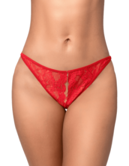 String sexy rouge en dentelle avec chaînes 