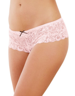 Shorty ouvert vieux rose court en dentelle