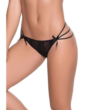 String noir élégant triple lanières