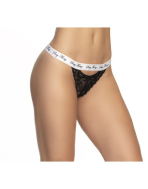 Culotte dentelle noir avec ceinture blanche imprimé