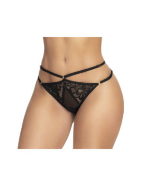 Culotte noire ouverte en dentelle