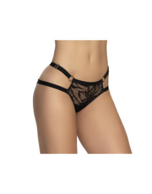 Shorty en dentelle florale noire et chaines Or