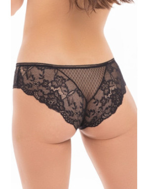 Culotte en dentelle et fine résille noire