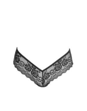 String en dentelle florale noire