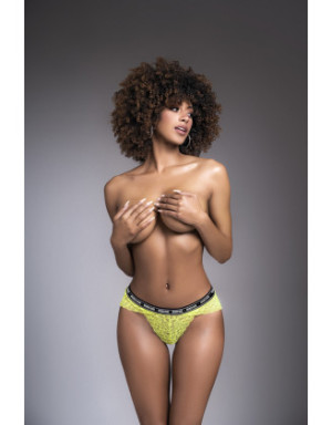 String en dentelle vert néon DIMANCHE