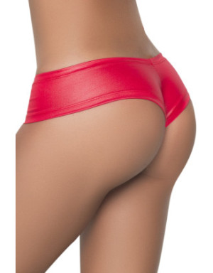 Tanga rouge wetlook froncé sur les fesses